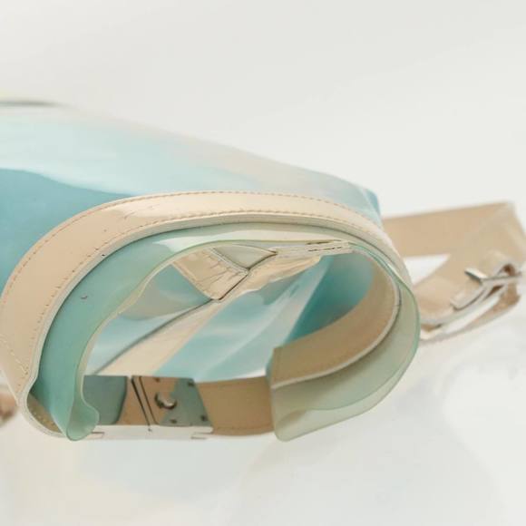 CELINE Shoulder Bag Enamel Leather Blue Cream Silver Auth bs19765 - Picture 7 of 16